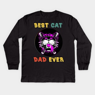 Funny Best Cat Dad Ever Kids Long Sleeve T-Shirt